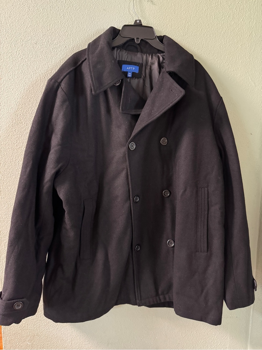 Apt. 9 Men's Black Double-Breasted Pea Coat XXL